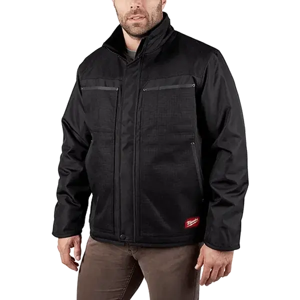 Milwaukee Men's GRIDIRON Hooded Workwear Jacket - Wind & Water Resistant, Durable Stretch Polyester with Insulation, Hoodie, Menswear