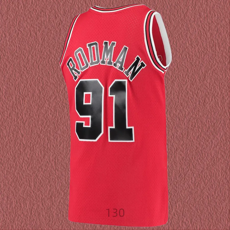 Dennis Rodman Men's Classic-Design Sleeveless stitched Retro Basketball Jerseys 1997-98 Red shirt