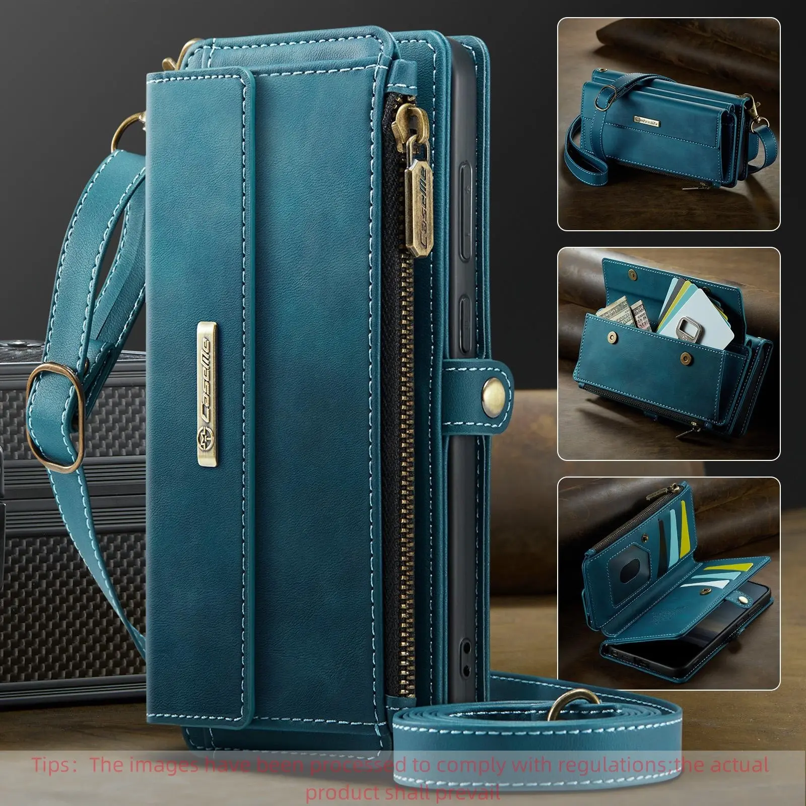 Wallet Smartphone Case Cover for Galaxy S26/s25/s24/s23/s22/s21 Ultra/plus/s25 Edge 5g, Protective, Rfid Protection, Stand, Card Slots, Short Strap + Long Shoulder Strap, Unisex, Mobile Phone Accessory, Cellphone Accessory