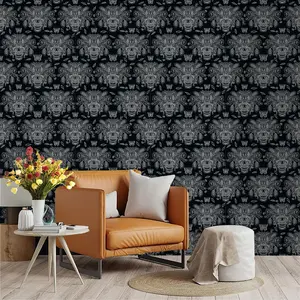Dark Halloween Skull Wallpaper, PVC Adhesive Backing, Easy Peel & Stick, Ideal for Kitchen/living Room/bedroom, Large Area Wall Decor