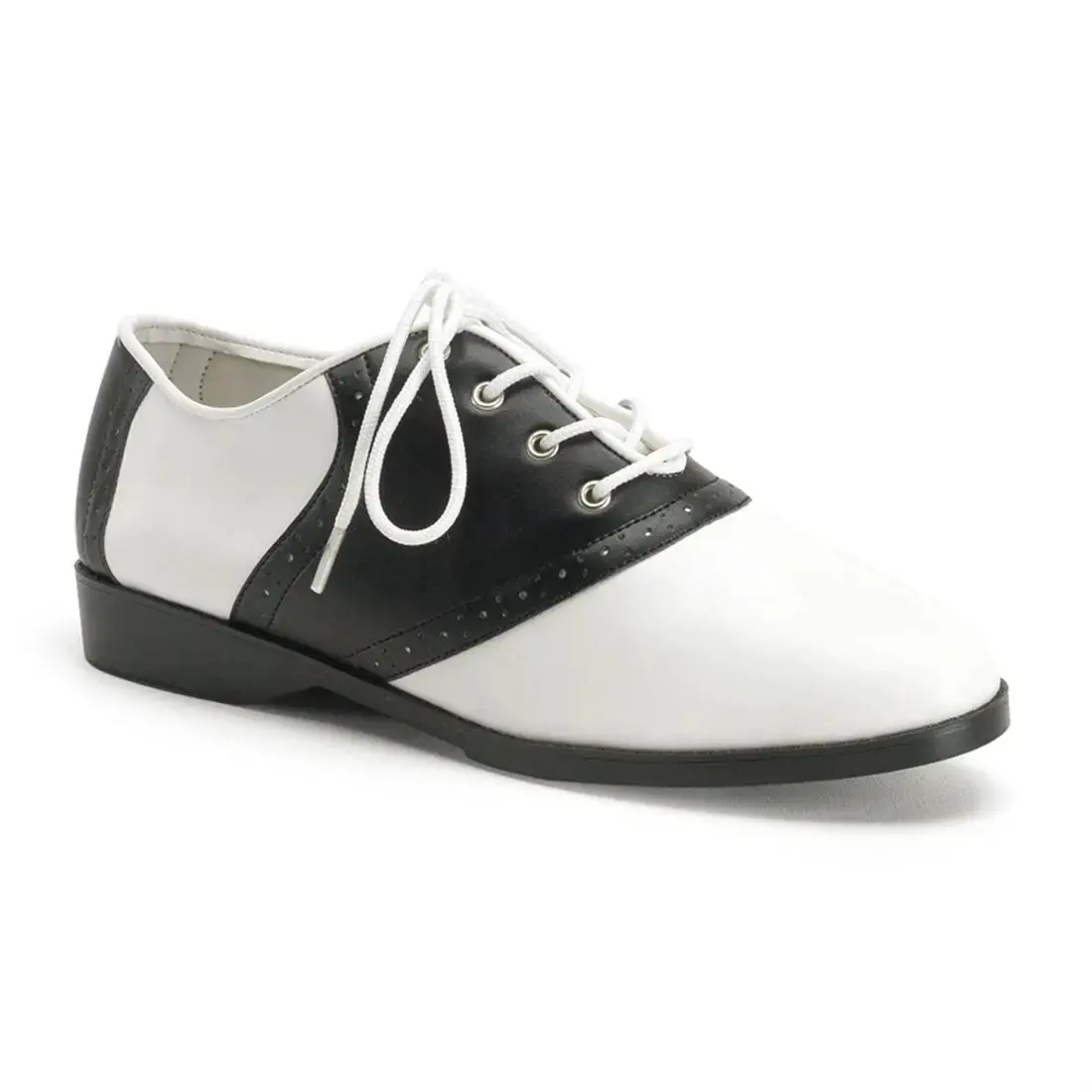 Funtasma Saddle-50 Women's Flat Saddle Shoe Black/White Vegan Leather
