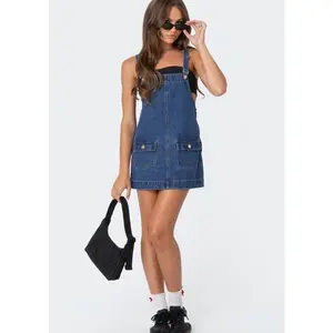 EDIKTED Overall Denim Mini Dress