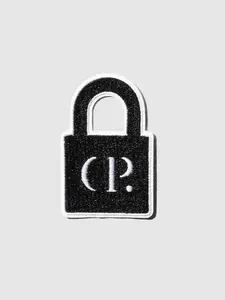 Cloth & Paper Patch | Lock - Black Padlock Design with White Embroidery Iron-On Patch for Bags Jackets Notebooks & More