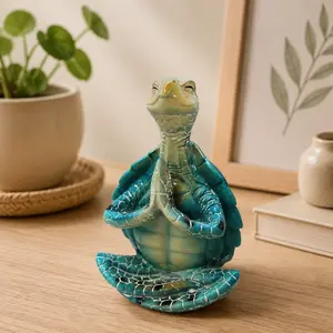 Sea Turtle Meditation Statue, Sitting Ornament, Tabletop Home Decor Display Piece Decoration Gift