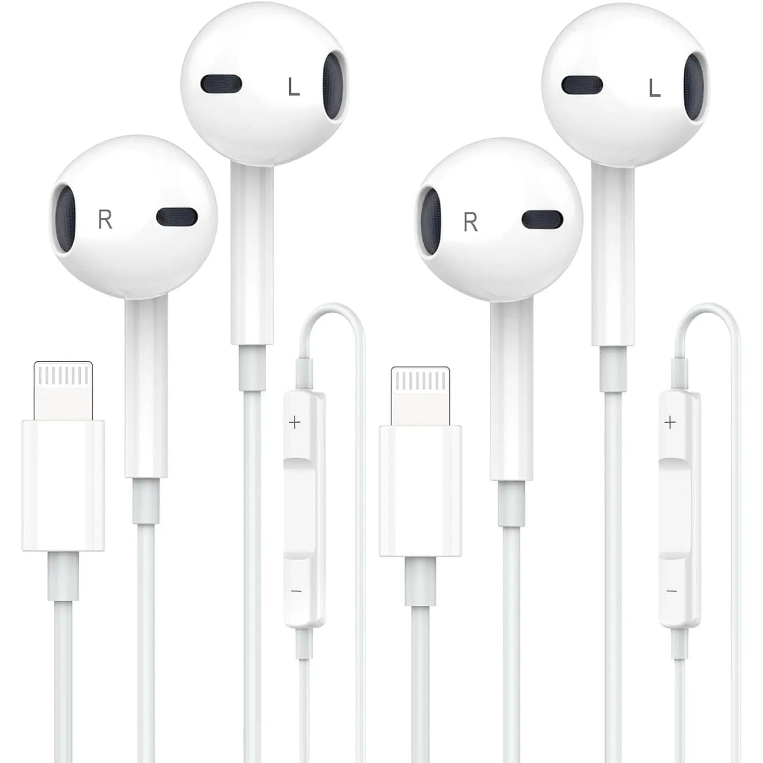 Mobile wired Earbuds, iPhone Wired with Lightning Connector [Apple MFi Certified] Wired Reduction Noise Earphones with Microphone Volume Control Music and Calling Headphones for iPhone 14/13/12/11/SE/X/XR/XS/8/7-2 Pack