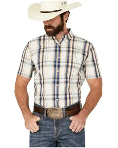 Cody James Men's Plaid Print Short Sleeve Button-Down Stretch Western Shirt - Cjsp24w75-Iv