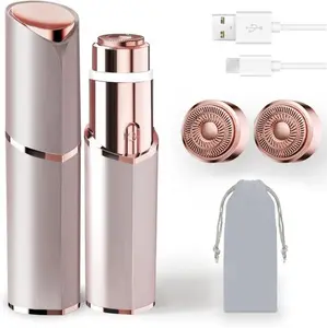Facial Hair Remover for Women - as Seen on TV Painless Face Shaver - Electric Hair Removal Device for Face Lips Peach Fuzz with Light (Rose Gold)