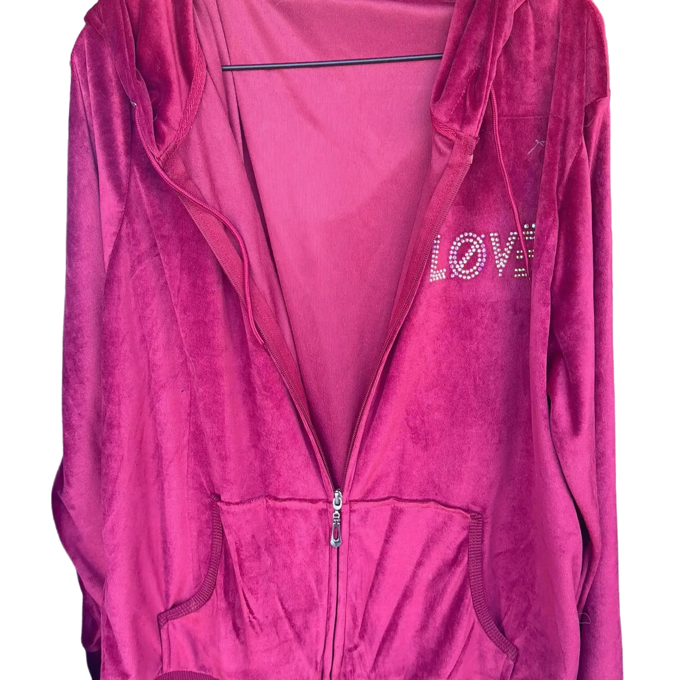 Red velour bling tracksuit