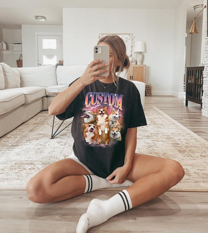 Custom  Retro Dog Shirt, Personalized Pet Tee, Custom Photo Vintage 90s Graphic, Bootleg Rap Dog Shirt