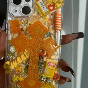 Yellow and orange chrome junk case Accessories Phonecase Protector Cover Casing Handheld Durable Personalized phonegrip