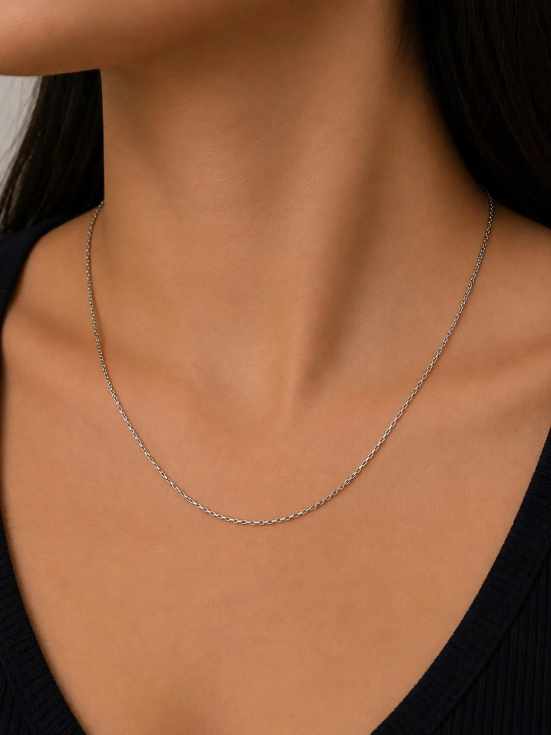 Cadena delgada cuadrada 20 pulgadas plata 925 / Thin square necklace 20 inches sterling silver 925