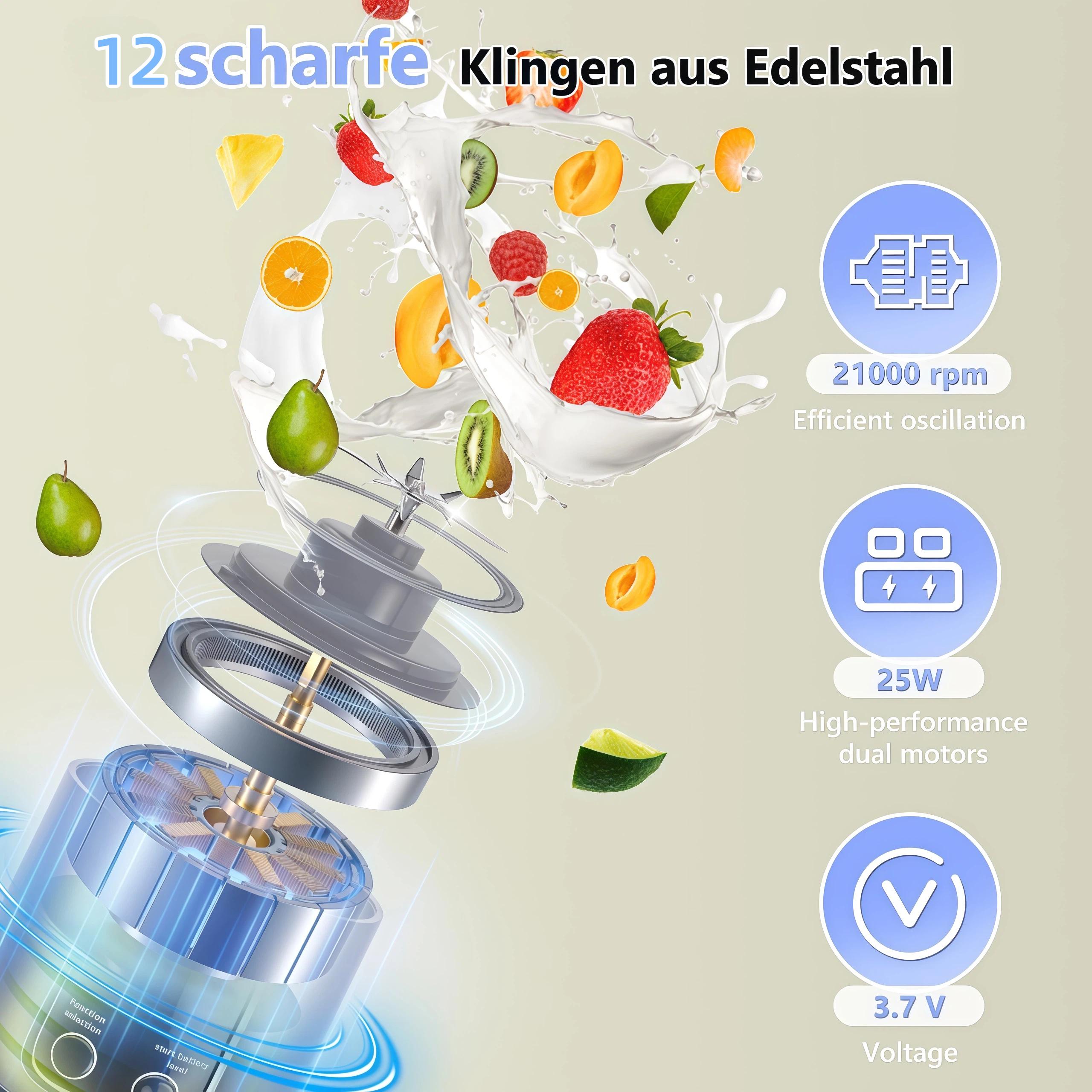 Rechargeable Digital Juicer Blender - Smart LED Display, Diet-Friendly，Leak Proof Design，healthy lifestyle，Leak Proof Design, Makes Shakes & Baby Food in Seconds cup