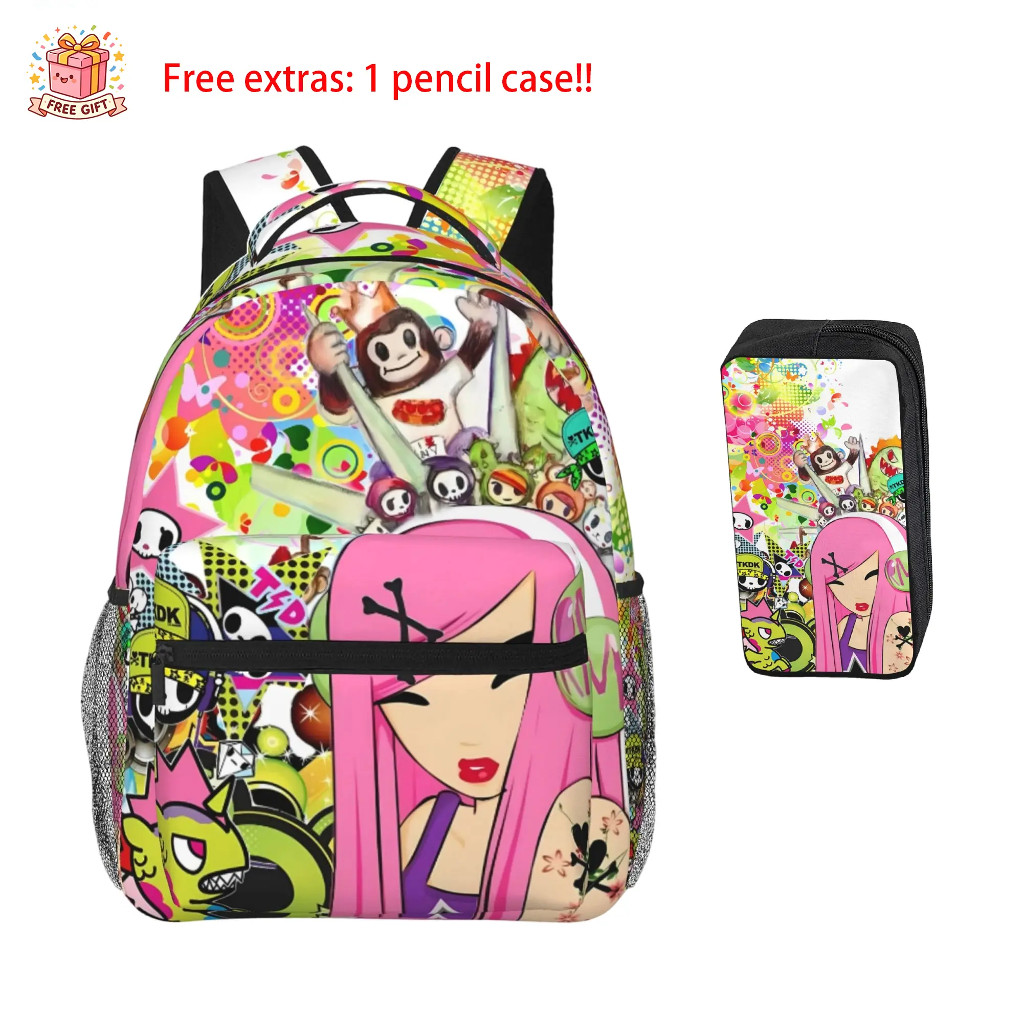 Lightweight tokidoki Backpack Cute tokidoki Character Print 17 Inch Laptop Travel Casual Daypack, Character Backpack With Pencil Case Ideal Birthday Anniversary Party Gifts for tokidoki Fans