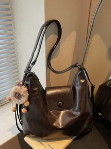 Women's Retro Distressed Soft Leather Shoulder Bag, Large Capacity Crossbody Dumpling Bag, Versatile Casual Bag for Travel Shopping Commuting Parties, Hobo Crossbody Bags