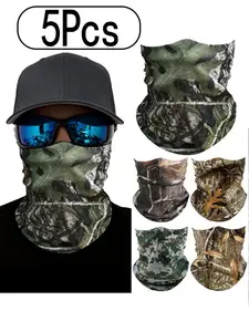 Summer Thin Camouflage Magic Headscarf Face Mask Neck Gaiter Windproof Face Mask Outdoor Sun Protection Running Cycling Seamless Unisex Outdoor Sports Mask
