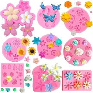 Flower Silicone Rose Chocolate Fondant Candy Molds for DIY Cake Decoration Desserts Cupcake Cake Pop Sugar Craft Polymer Clay