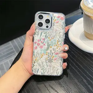 Floral Pattern Phone Case, Anti-drop Decorative Phone Protector Cover, Phone Accessories Compatible with iPhone 15 14 13 12 11 Series Casing