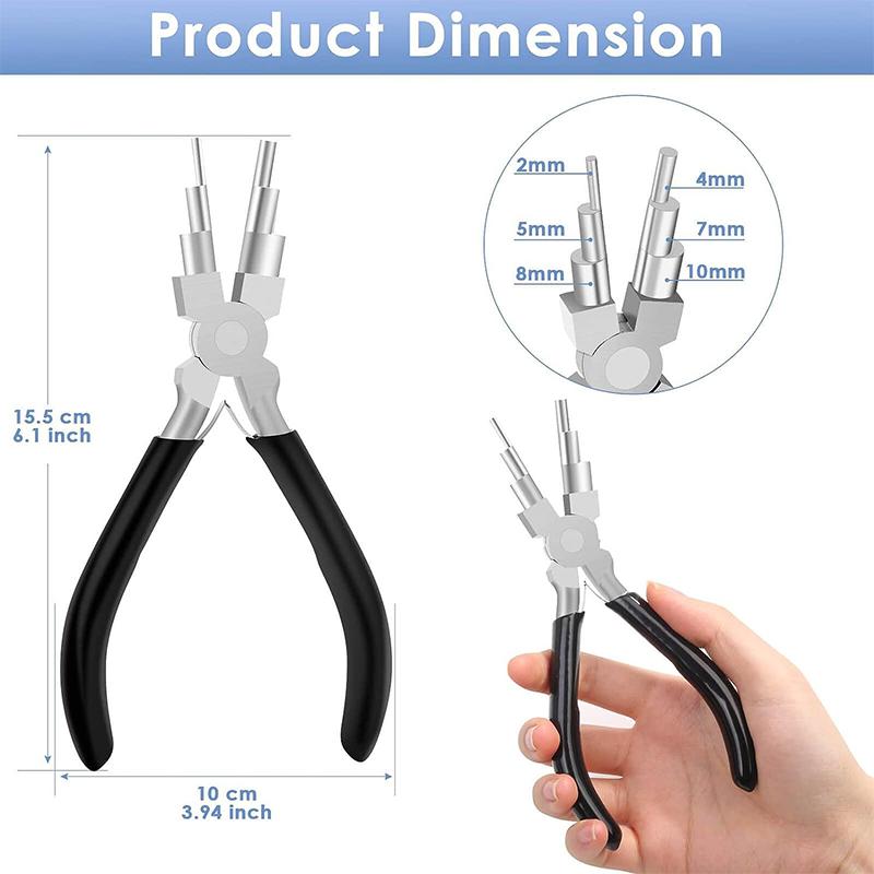 Complete Jewelry Making & Wire Wrapping Tool Kit - 6 in 1 Bail Making Pliers, Wire Cutters & Jump Ring Maker Set for DIY Jewelry Craft