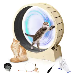 Cat Wheels for Indoor Cats, One Fast Cat Exercise Wheel Indoor, Cat Running Wheel, XLarge Cat Treadmill Wheel for Kitty, Low-Noise, Cat Wheel Exerciser, for Fitness Weight, Natural Wood (XL)