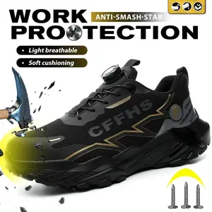Men's Safety Shoes Anti-Smash Steel Toe Breathable Work Anti Breathable Work Slip Anti Smashing Anti Puncture Mesh Design Black Closed Toe Protective Footwear for Construction Worker, Walking Shoes