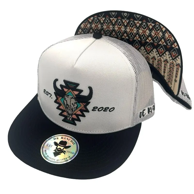 De Rancho Craneo Cotton Hat (White/Black) DR56