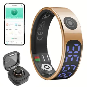 Touch Screen Smart Ring, Fitness Ring with Sleep Monitor & Step Blood Oxygen Tracker, IP68 Waterproof Fitness Tracker for Men & Women, Wearable