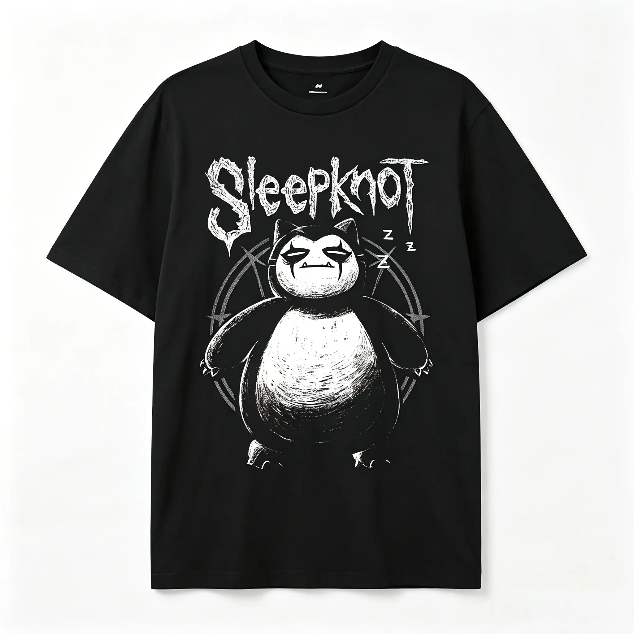 Snorlax Sleepknot Graphic T-Shirt - Comfy Unisex 100% Cotton Short-Sleeve Round Neck, Casual Street Sportswear for Anime Fans, Casual Street Comfy, Casual Fashion Shortsleeve, Clothes