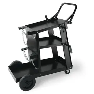 【Summervibes】VEVOR Welding Cart,  3-Tier Welder Cart Heavy Duty with 400 Lbs Weight Capacity, 360° Swivel Wheels, Tank Storage Safety Chains, Rolling MIG Welder Cart for TIG, ARC, MMA, Plasma Cutter Welding Machine
