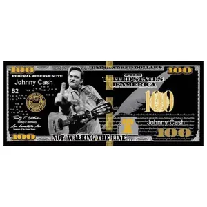 Johnny Cash Gold and Silver Foil Collectible $100 Note - Iconic Tribute to the Man in Black - Premium Craftsmanship - Unique Memorabilia