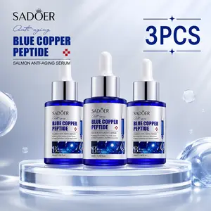 3pcs Blue Copper Peptide Serum with GHK-Cu & Hyaluronic Acid, Hydrating Anti-Aging Copper Peptide Serum for Face & Neck, Firming Daily Skincare for Fine Lines, Lightweight Non-Greasy, 30ml