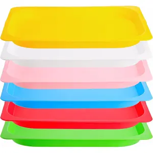 6 Pack 15" x 12" Plastic Activity Trays, Large Art and Craft Organizer Trays, Stackable Serving Tray for Sorting, Beads, DIY Projects