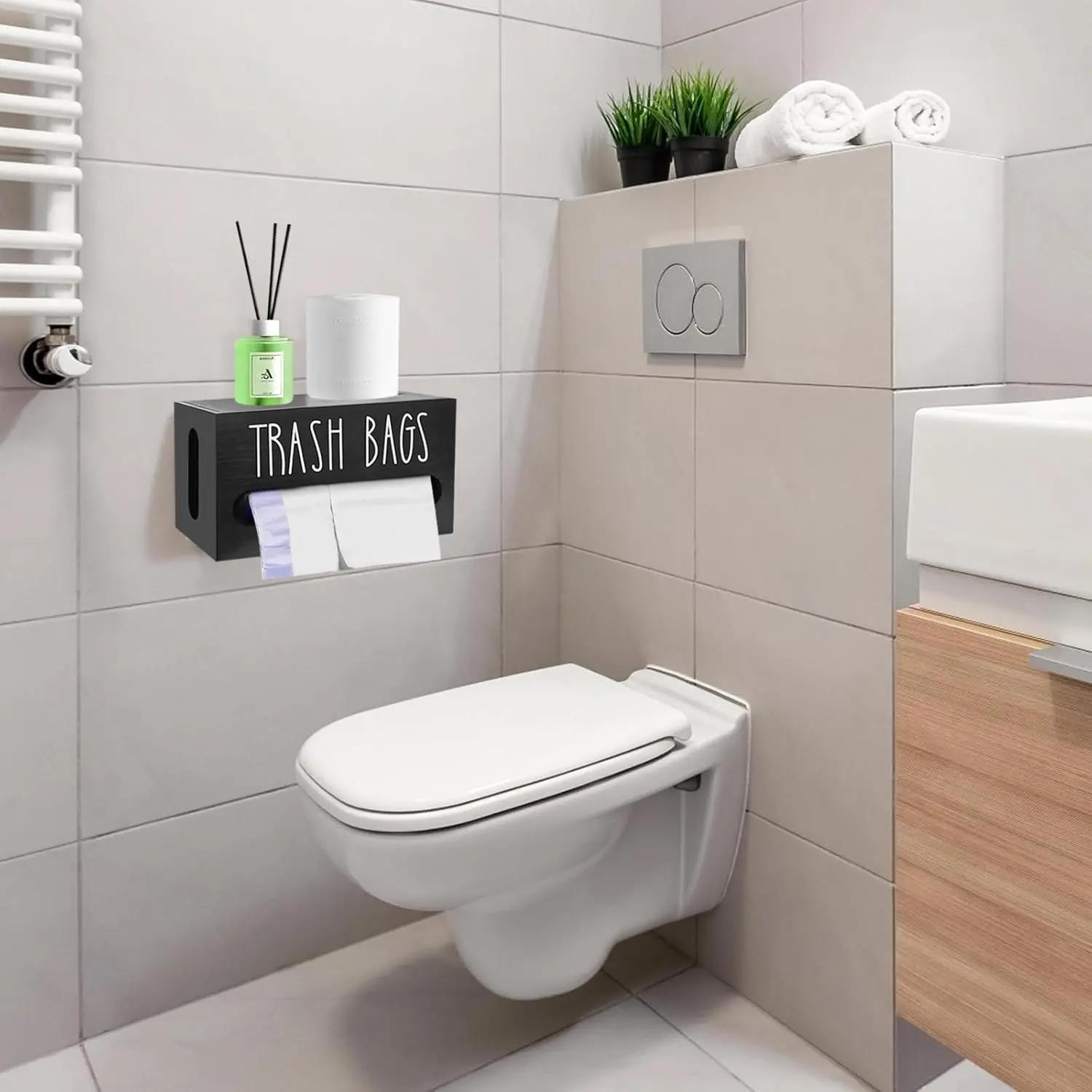 Extra Large 2-in-1 Plastic Bag Holder, Durable Grocery Bag Storage Organizer, Hanging Trash Bag Dispenser for Kitchen, Wall Mount Cabinet Organizer for Bathroom & Toilet Paper Storage, Multi-Purpose for Daily,Space-Saving, Easy Install