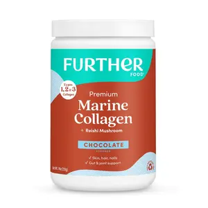 Further Food Chocolate Marine Collagen Powder 12g + Reishi Mushroom, Skin, Hair, Nails & Cut & Joint Support