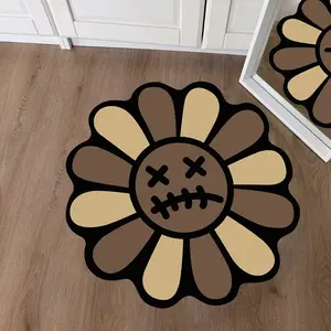 Unusual Floral Design Carpet, Soft Velvet Rug for Home Decor, Trendy Living Room Bedroom Mat, Perfect for Parties and Rest Areas