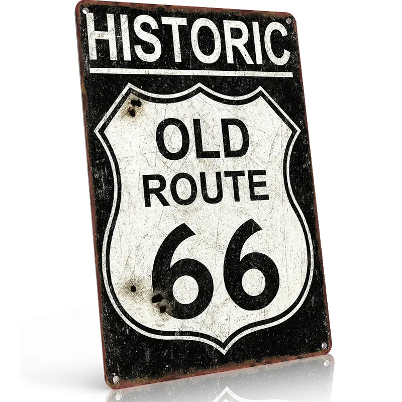 Vintage Route 66 Metal Sign "HISTORIC OLD ROUTE 66" Retro Wall Art & Home Decoration, Wall Decor & Bedroom Decor for Garage, 8×12 Inch Aluminum, Vintage Rustic Style, Ideal Gift for Road Trip Enthusiasts Neon,home decor wall art Neon