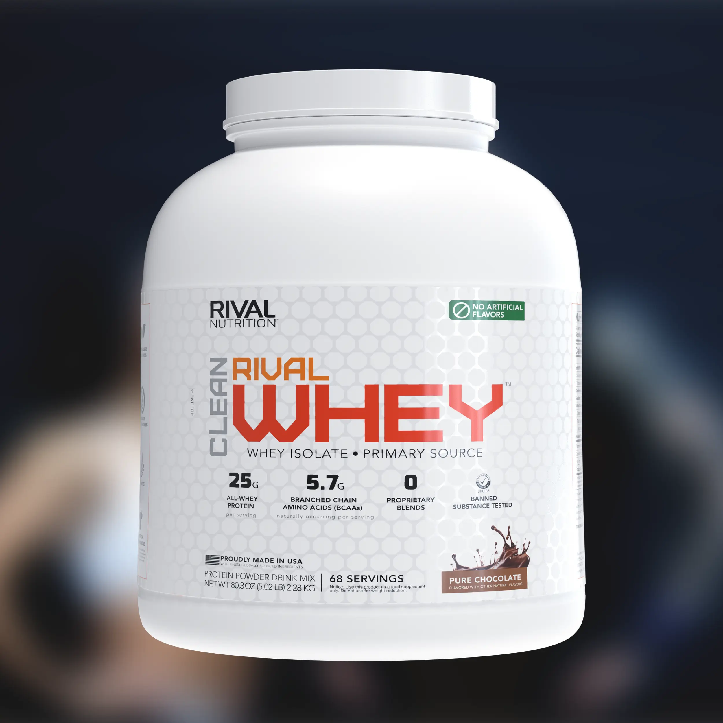 Rival Nutrition Clean Rival Whey Protein Powder | All Natural, No Artificial Flavor, Gluten Free | 25G of Protein Per Serving | 100% Whey Isolate Primary Source Protein Powder For Men & Women