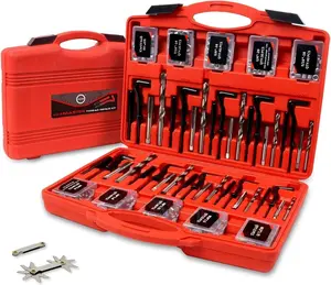 338 count Thread Repair Kit, HSS Drill Helicoil Repair Kit SAE&Metric1/4" 5/16" 3/8" 7/16" 1/2" M5 M6 M8 M10 M12 Kit with Thread Gauge