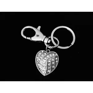 Volleyball KeyChain Coach Gift Silver Key Ring Sports Team Gift cute Crystal