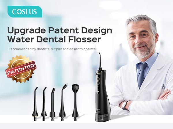COSLUS E40 Professional Water Flosser|10 Pressure Settings, Cordless & IPX7 Waterproof | Fights Plaque, Tartar & Gum Disease | Perfect for Braces, Orthodontics, Dental Care | Home & Travel Use | #OralCare #Braces #DentalHealth Teeth Cleaning Machine Black