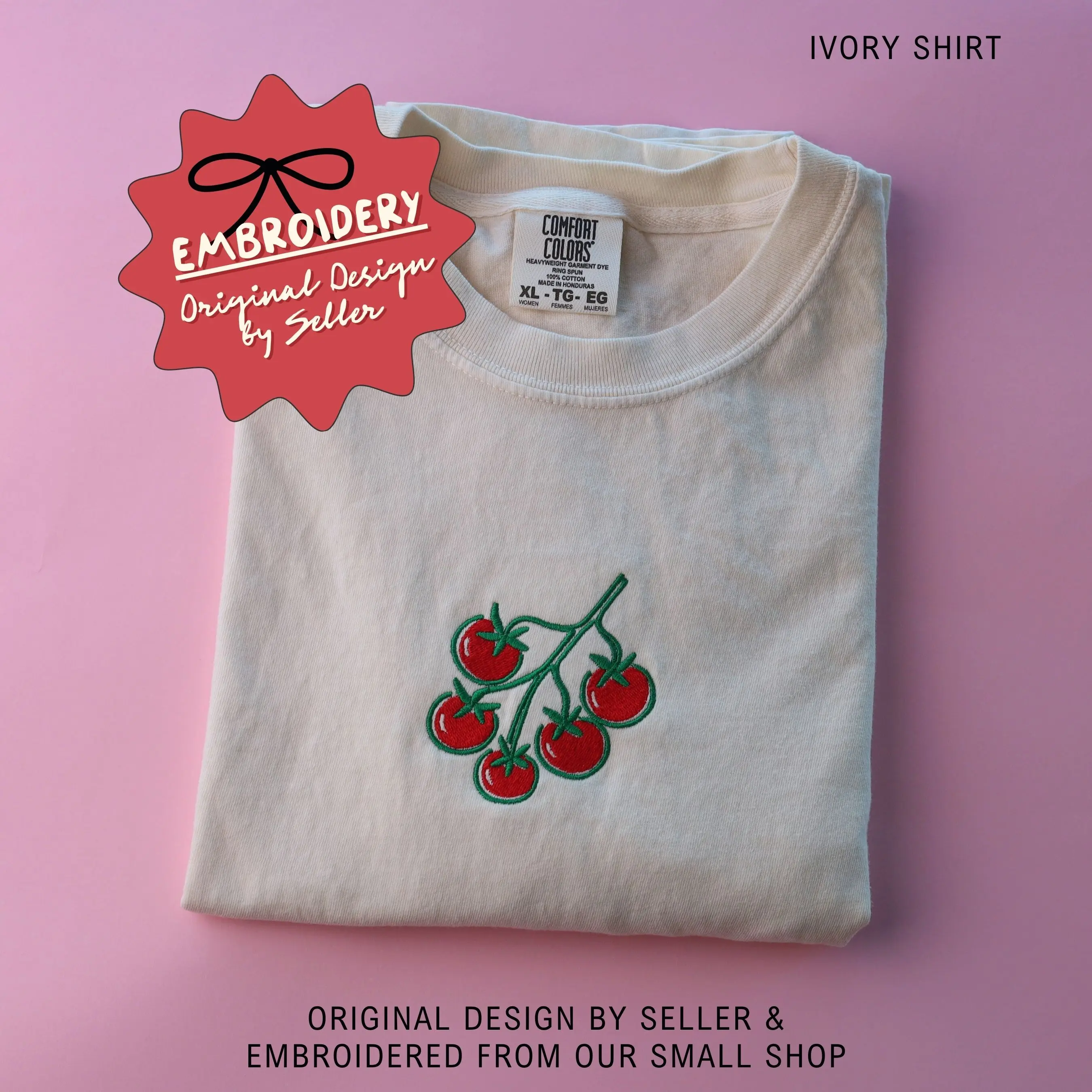 Embroidered Tomato Summer Comfort Colors Shirt, Tomato Boxy Tee