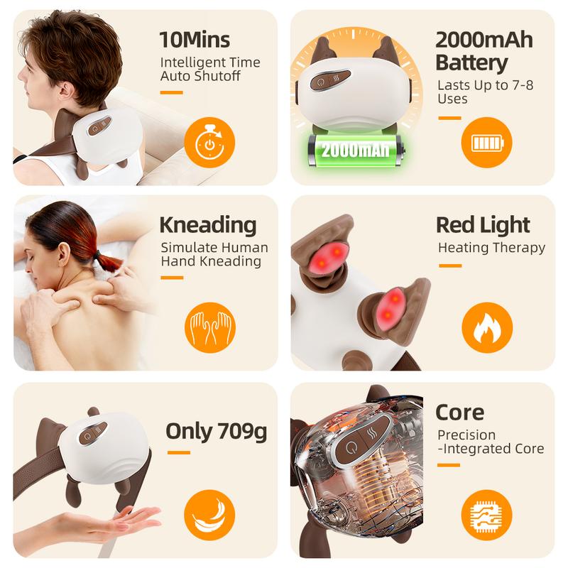 Cordless Neck Massager with Heat, Shiatsu Back and Shoulder Massager, Deep Tissue 4D Kneading Massage Pillow for Neck and Back Pain Relief Electric hand master automatic