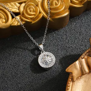 Ocean Images Seaside - Cubic Zirconia Compass with Chain