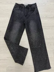 Luxury Rhinestone Embellished Denim Pants