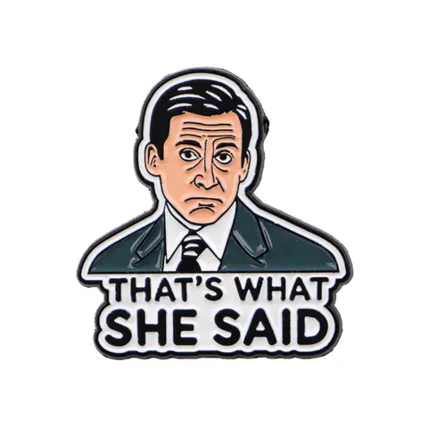 "That's what she said" Cartoon Character Enamel Pin, Funny Metal Pin, Vintage Style Decorative Badge, Unisex Accessory for Backpacks and Clothes, Perfect Gift, Funny Pins, Enamel Lapel Pins