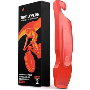 Tire Levers Set, Easy-to-Use  Tire Levers Tool Set for Removal, Changing, and Repair -  No-Scratch Plastic for Road, MTB, and Mountain Kits (Lava Red)