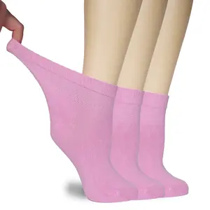 Hugh Ugoli Women's Comfortable Diabetic Bamboo Ankle Socks for Swollen Legs 3 Pairs Natural Eco-Friendly Material Soft Breathable Design