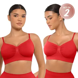 FeelinGirl Women's Wireless Bra Comfort Elastic Bralettes No Underwire Unlined Cami Bra Seamless Tshirt Bras Sports Bra Basic FeelinGirlUS--2 pieces LIVE