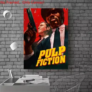1 piece/set frameless canvas painting print poster, Classic Movie scenes Poster art，Pulp Fiction Movie Poster， a perfect gift for Movie loves, ideal gift for bedroom, living room, dorm hallway, kitchen, mural, wall decoration, room decor