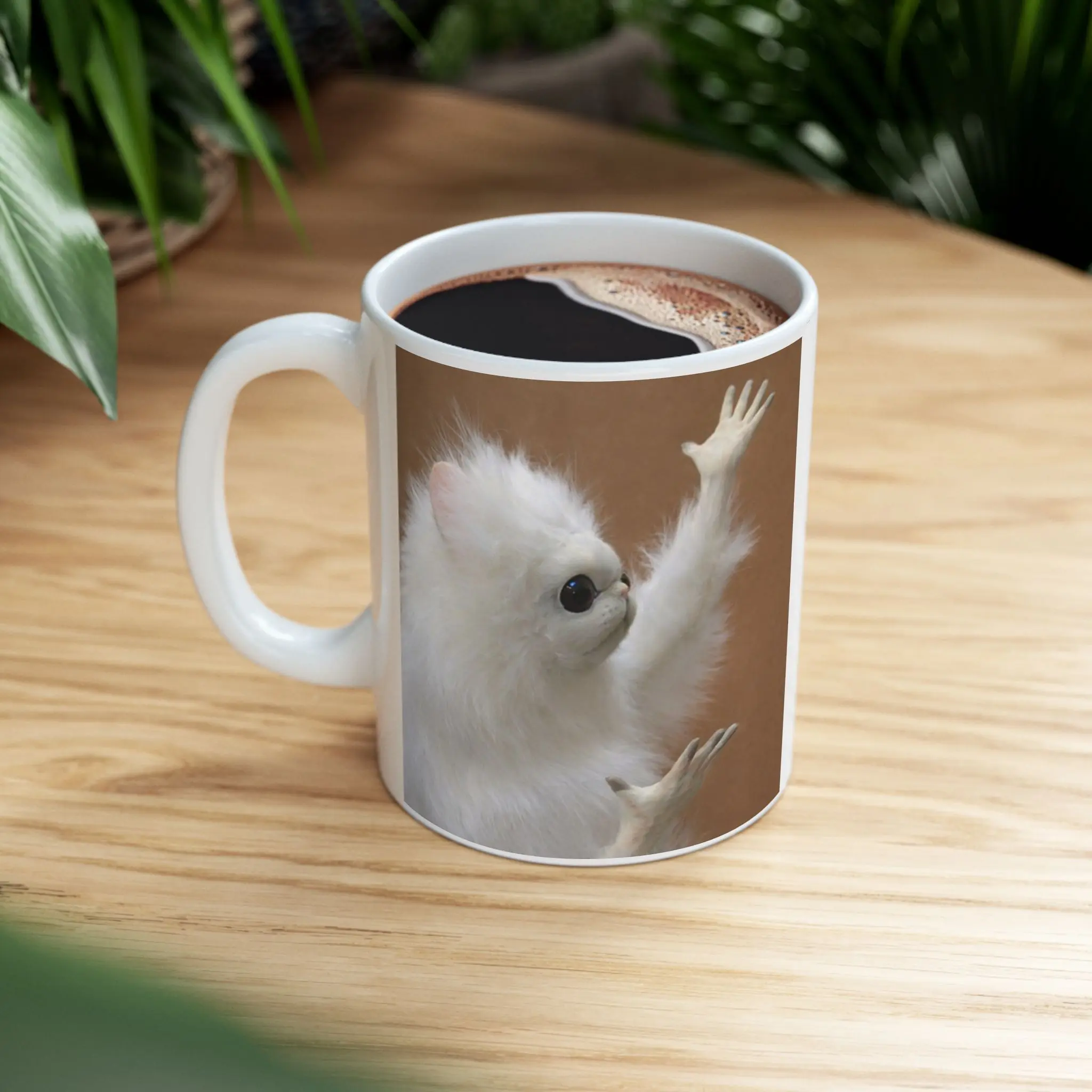 Funny Cat WTF "Why Me" Meme Mug, Confused Fluffy Creature Coffee Cup, Humorous Gift For Friends Family and Coworkers