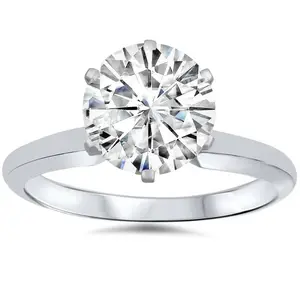 VVS 3ct Solitaire Moissanite Engagement Ring Round Brilliant 14k White Gold